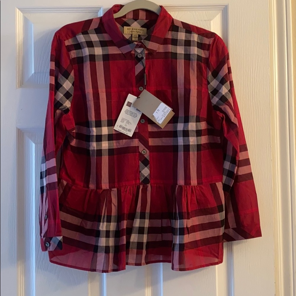 Peplum button down Burberry shirt